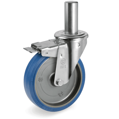 "SIGMA ELASTIC" rubber wheels, swivel bracket with stem type "NL" with brake