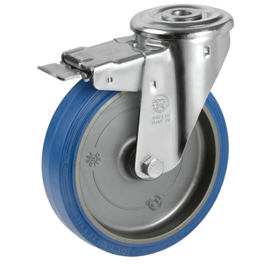 "SIGMA ELASTIC" rubber wheels, swivel bolt hole bracket type "NL" with brake