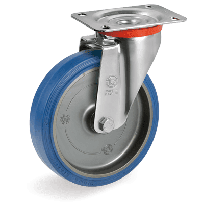 "SIGMA ELASTIC" rubber wheels, swivel top plate bracket type "NL"