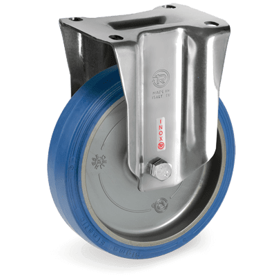 "SIGMA ELASTIC" rubber wheels, stainless steel fixed bracket type "PX"