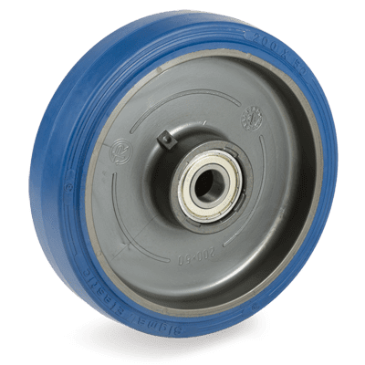"SIGMA ELASTIC" rubber wheels, polyamide 6 centre, hub with ball bearing facilities