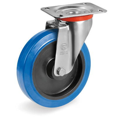 "SIGMA ELASTIC" rubber wheels, swivel top plate bracket type "NL"
