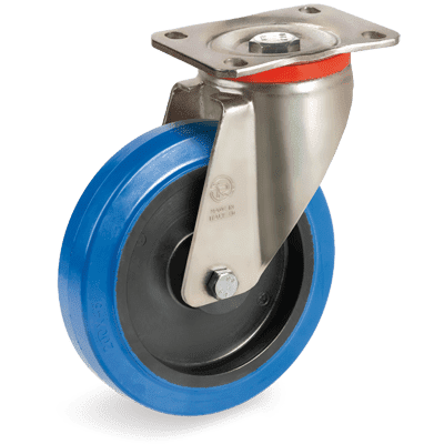 "SIGMA ELASTIC" rubber wheels, swivel top plate bracket type "P"