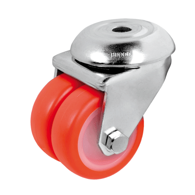 Twin thermoplastic polyurethane wheels with polyamide 6 center wheels for institutional applications swivel bolt hole brackets