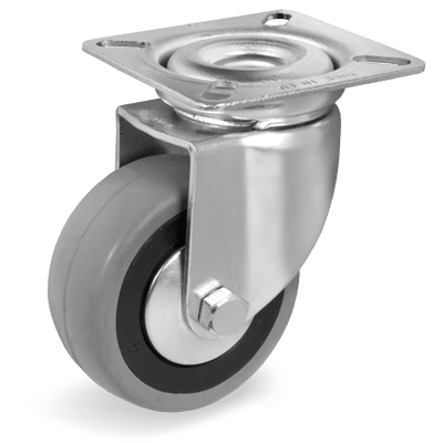 37 - GREY RUBBER INSTITUTIONAL WHEELS, POLYAMIDE CENTRE WITH THREADGUARDS