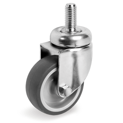 RUOTE IN GOMMA TERMOPLASTICA GRIGIA ANTITRACCIA CON NUCLEO IN POLIPROPILENE