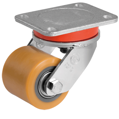 "TR" polyurethane transpallet rollers, fixed bracket type "EE MHD"