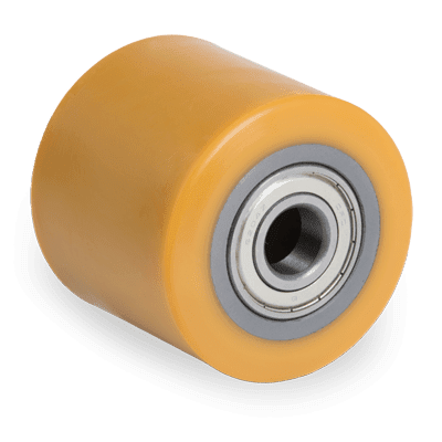 TR polyurethane transpallet rollers, steel centre with labyrinths