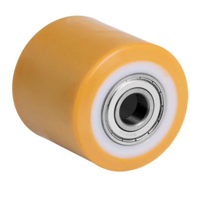 "TR" polyurethane transpallet rollers, polyamide 6 centre, hub with bearing facilities