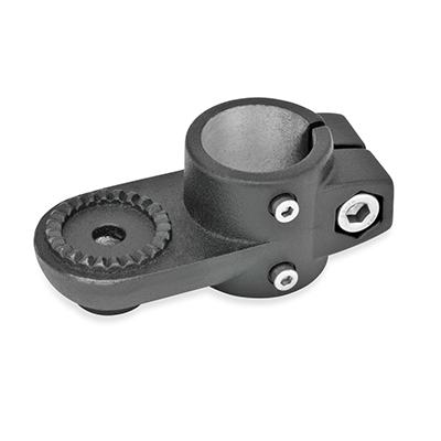 Swivel Clamp Linear Actuator Connectors, Aluminum, with screw, stainless steel, Type AV, with external serration