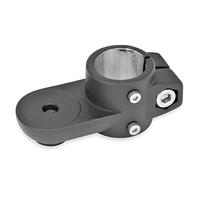 Swivel Clamp Linear Actuator Connectors, Aluminum, with screw, stainless steel, Type OZ, without centring step (smooth)