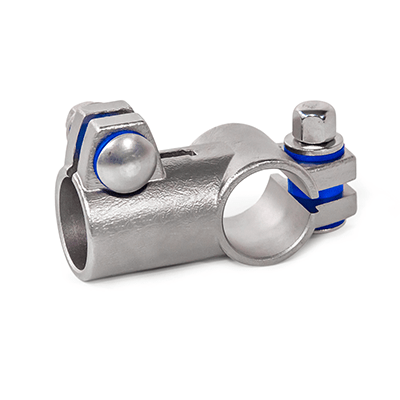 Stainless Steel-Flanged Connector Clamps, Type B, with seals, with stainless steel cap nut DIN 917