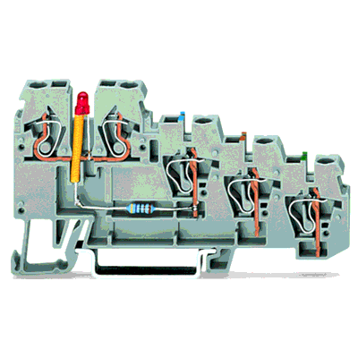 4-conductor sensor terminal block, LED (red), for PNP-(high-side) switching sensors, 2.5 mm², CAGE CLAMP®