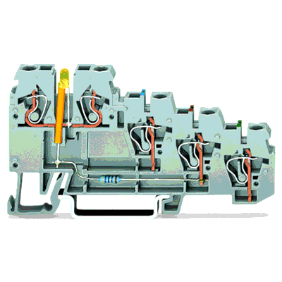 4-conductor sensor terminal block, LED (yellow), for NPN-(low-side) switching sensors, 2.5 mm², CAGE CLAMP®