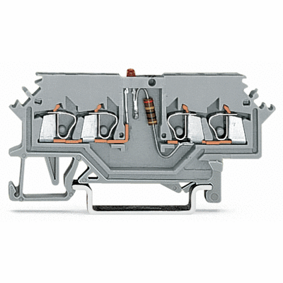 Component terminal block, 4-conductor, LED (red), 24 VDC, for DIN-rail 35 x 15 and 35 x 7.5, 1.5 mm², CAGE CLAMP®