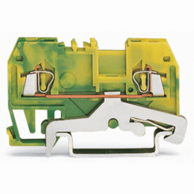 2-conductor ground terminal block, 1.5 mm², center marking, for DIN-rail 35 x 15 and 35 x 7.5, CAGE CLAMP®