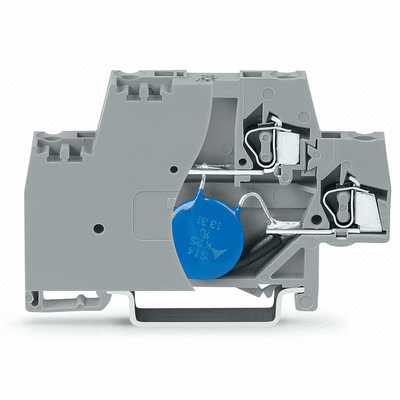 Component terminal block, double-deck, with end plate, with varistor, for DIN-rail 35 x 15 and 35 x 7.5, 2.5 mm², CAGE CLAMP®