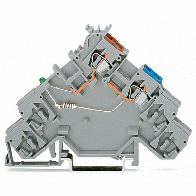 Borna de alimentación de sensores para 4 conductores, LED verde, para sensores de conmutación (positiva) PNP, Alimentación del lado de sensores, con entradas de cond.impresas en colores, 2.5 mm², CAGE CLAMP®