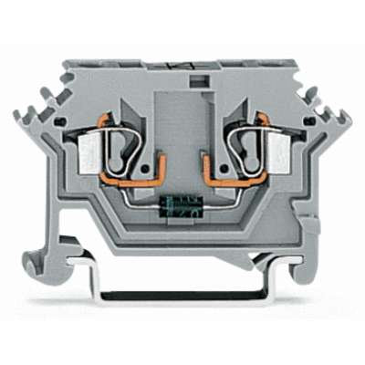 Component terminal block, 2-conductor, with diode 1N4007, anode, left side, for DIN-rail 35 x 15 and 35 x 7.5, 2.5 mm², CAGE CLAMP®