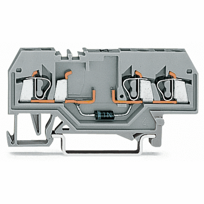 Component terminal block, 3-conductor, with diode 1N4007, anode, left side, for DIN-rail 35 x 15 and 35 x 7.5, 2.5 mm², CAGE CLAMP®