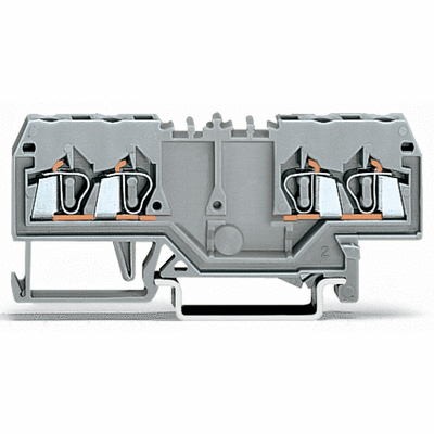 Double potential terminal block, 2.5 mm², with double, center marker slot, for DIN-rail 35 x 15 and 35 x 7.5, CAGE CLAMP®