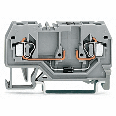 Component terminal block, 2-conductor, with diode 1N4007, anode, left side, for DIN-rail 35 x 15 and 35 x 7.5, 2.5 mm², CAGE CLAMP®