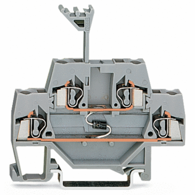 Component terminal block, double-deck, with diode 1N4007, Anode, bottom, for DIN-rail 35 x 15 and 35 x 7.5, 2.5 mm², CAGE CLAMP®