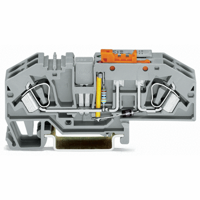 Ground conductor disconnect terminal block, with test option, with orange disconnect link, 24 V, 6 mm², CAGE CLAMP®