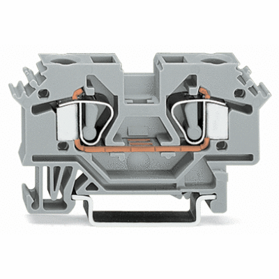 2-conductor through terminal block, 6 mm², suitable for Ex e II applications, lateral marker slots, for DIN-rail 35 x 15 and 35 x 7.5, CAGE CLAMP®
