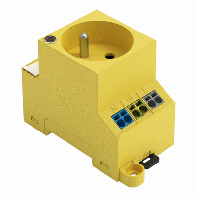 Presa per armadio elettrico, per montaggio a vite e su guida DIN, per spina, tipo E, CEE 7/5, comune in FR, BE, PL, con spia di stato LED, Con doppia connessione Cage Clamp tipo Push-in