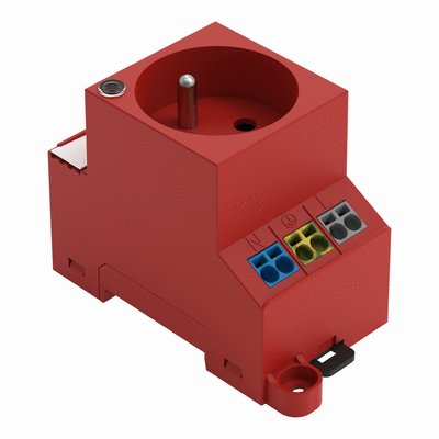 Presa per armadio elettrico, per montaggio a vite e su guida DIN, per spina, tipo E, CEE 7/5, comune in FR, BE, PL, con spia di stato LED, Con doppia connessione Cage Clamp tipo Push-in