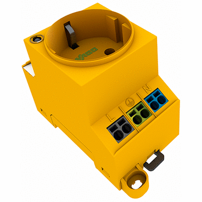 Presa per armadio elettrico, per montaggio a vite e su guida DIN, per spina, tipo F, CEE 7/4 (Schuko), comune in DE, NL, AT, con spia di stato LED, Con doppia connessione Cage Clamp tipo Push-in