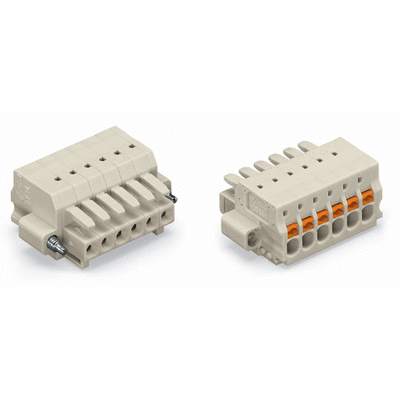 Female plug with screw flanges with built-in push buttons pin spacing 3.5 mm / 0.138 in 100% protected against mismating