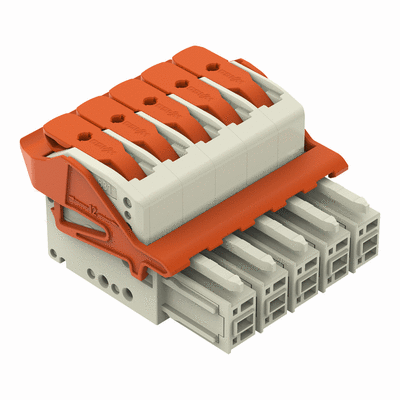 Connecteur femelle pour 1 conducteur, Levier, Push-in CAGE CLAMP®, 10 mm², Pas 7,62 mm, 3 pôles, 100% protégé contre l'inversion, Cliquet de verrouillage central