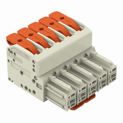 Connecteur femelle pour 1 conducteur, 100% protégé contre l'inversion, Levier, Verrouillage central, 10 mm², Pas 7,62 mm