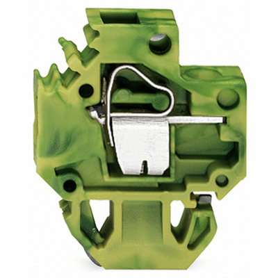 PE-Durchführungsklemme, Leiter-/Löt-und Flachsteckanschluss, Blechdicke 1.5 mm, 4 mm², Rastermaß 6 mm, 1-polig, CAGE CLAMP®