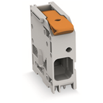 Leiterplattenklemme mit Betätigungshebel Leitereinführung 0° zur Platine 6 Lötstifte/Pol Rastermaß 10 mm / 0.394 in