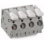 Klemmenleiste mit Betätigungshebeln und Brückungsschacht Rastermaß 10 mm