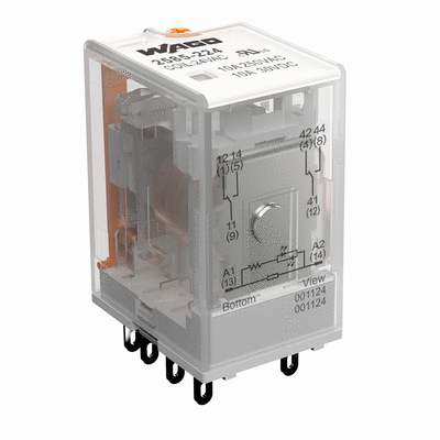 Relè base, Tensione nominale d'ingresso: 24 V AC, 2 contatti in scambio, Limite corrente permanente: 10 A, con funzionamento manuale, , Altezza modulo: 35 mm