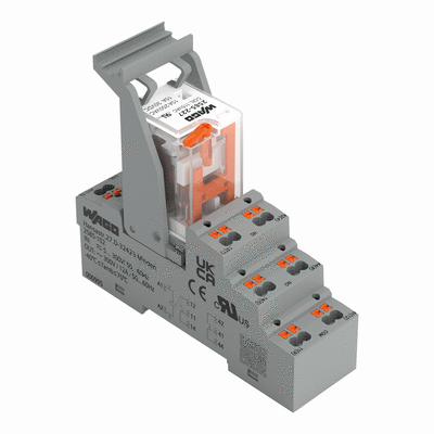 Relay module, Nominal input voltage: 115 VAC, 2 changeover contacts, Limiting continuous current: 6 A, with manual operation, Set of relay socket and elementary relay, Yellow status indicator, Module width: 27 mm