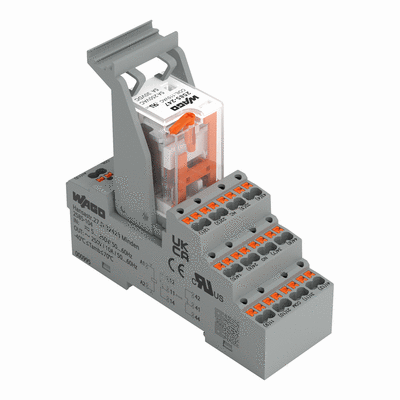 Relay module, Nominal input voltage: 115 VAC, 4 changeover contacts, Limiting continuous current: 5 A, with manual operation, Set of relay socket and elementary relay, Yellow status indicator, Module width: 31 mm