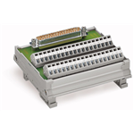 Module avec interface, Sub-Min-D, Connecteur mâle, 9 pôles, contre-fiche avec raccordement par soudure, Sens d'enfichage vertical, Bornes pour circuits imprimés, 2 rangées, en support de montage