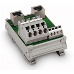 Module avec interface, 2 x RJ45, Bornes pour circuits imprimés, 2 rangées, en support de montage
