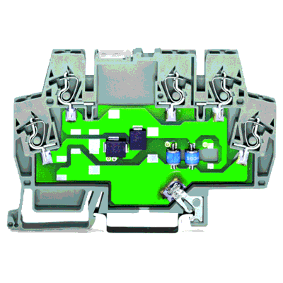 Surge suppression module for signal technology, Nominal voltage: 24 VDC, for 2 signal paths with common surge arrester, for supply lines, Single-stage, Width: 6 mm