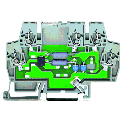 Module de protection contre les surtensions pour technique de signaux, Tension nominale DC 48 V, pour 2 chemins de signaux avec dérivation commune, pour interfaces symétriques, 2 étage, Largeur : 6 mm