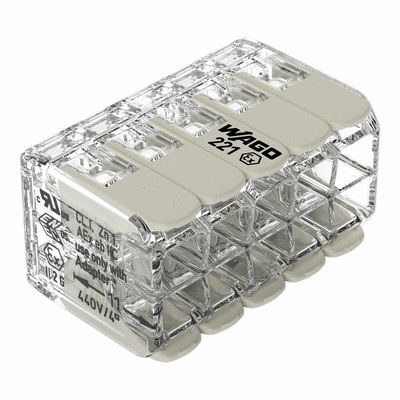 Verbindungsklemme mit Hebeln; für alle Leiterarten; für Anwendungen Ex e; max. 4 mm²; 10 Leiter; Gehäusefarbe transparent; Betriebstemperatur max. 105 °C