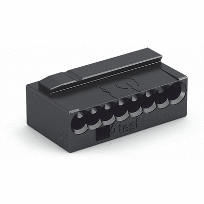 MICRO PUSH WIRE® connector for junction boxes, for solid conductors, 0.8 mm Ø, 8-conductor, light gray cover, Surrounding air temperature: max 60°C