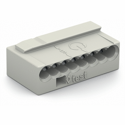 MICRO PUSH WIRE® connector for junction boxes, for solid conductors, 0.8 mm Ø, 8-conductor, light gray cover, Surrounding air temperature: max 60°C