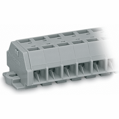4-conductor terminal strip, without push-buttons, with snap-in mounting feet, for plate thickness 0.6 - 1.2 mm, Fixing hole 3.5 mm Ø, 1.5 mm², CAGE CLAMP®