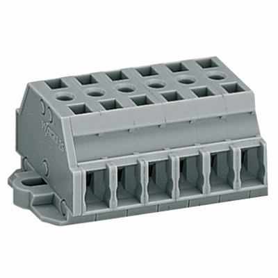 Morsettiera per 2 conduttori, senza pulsanti, con flange di fissaggio, per versioni di montaggio a vite o similari, Foro di fissaggio Ø 3,2 mm, 2,5 mm², CAGE CLAMP®